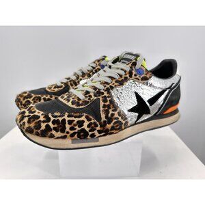 Golden Goose Brown & Silver Calf Hair Running Sneakers Size 44/11 USA